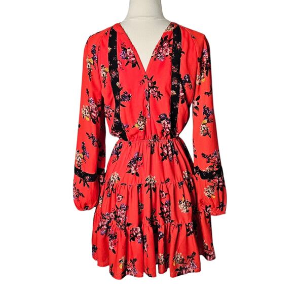 Gianni Bini Red Floral Dress with Neck Tie Size Small - Picture 8 of 10
